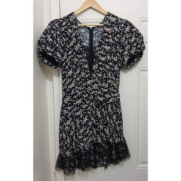 Elisabetta franchi abito Donna womens medium floral mini black cream blossoms - Picture 2 of 10